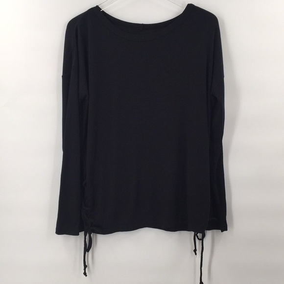 𝅺nwt Chaser Black Thermal Lace Up Pullover Top Med - Picture 2 of 8